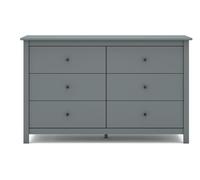 PEGANE Commode, Meuble de Rangement en pin avec 6 tiroirs Coloris Vert Kaki - Longueur 130 x Profondeur 45 x Hauteur 80 cm