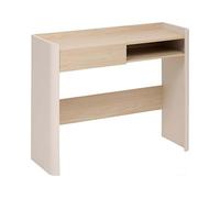 PEGANE Console Table Bureau avec Une Niche et 1 tiroir, Coloris chêne/Ivoire - Longueur 100 x Profondeur 35 x Hauteur 80 cm