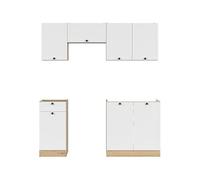 PEGANE Cuisine complète 180 cm,Ensemble de Meuble de Cuisine Coloris Blanc/Chêne berstein, Plan de Travail Non Inclus