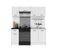 PEGANE Cuisine complète 180 cm,Ensemble de Meuble de Cuisine Coloris Blanc, Plan de Travail Non Inclus