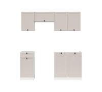 PEGANE Cuisine complète 180 cm,Ensemble de Meuble de Cuisine Coloris Blanc/uni Cachemire, Plan de Travail Non Inclus