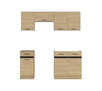 PEGANE Cuisine complète 180 cm,Ensemble de Meuble de Cuisine Coloris Chêne berstein, Plan de Travail Non Inclus