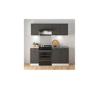 PEGANE Cuisine complète 180 cm,Ensemble de Meuble de Cuisine Coloris Gris Graphite/Blanc, sans Plan de Travail