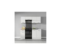 PEGANE Cuisine complète 180 cm,Ensemble de Meuble de Cuisine Finition Blanc laquée Craie, sans Plan de Travail