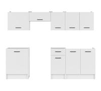 PEGANE Cuisine complète 240 cm,Ensemble de Meuble de Cuisine Coloris Blanc, Plan de Travail Non Inclus