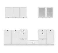 PEGANE Cuisine complète 260 cm,Ensemble de Meuble de Cuisine Coloris Blanc, Plan de Travail Non Inclus