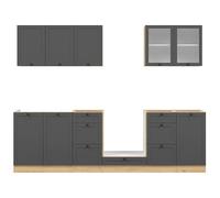 PEGANE Cuisine complète 260 cm,Ensemble de Meuble de Cuisine Coloris Chêne Bernstein, Plan de Travail Non Inclus