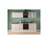 PEGANE Cuisine complète 260 cm, Ensemble Meuble de Cuisine Coloris Blanc/uni Cachemire, Plan de Travail Non Inclus