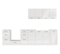 PEGANE Cuisine complète 300 cm,Ensemble de Meuble de Cuisine Coloris Blanc/Craie Brillant, Plan de Travail Non Inclus