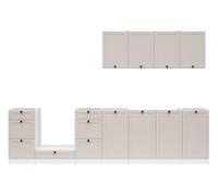 PEGANE Cuisine complète 300 cm,Ensemble de Meuble de Cuisine colorisblanc/uni Cachemire, Plan de Travail Non Inclus