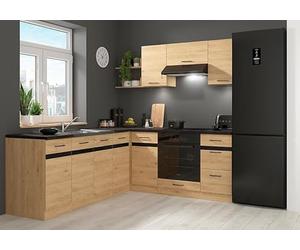 PEGANE Cuisine d'angle complète 200x220 cm, Meubles de Cuisine modulables Coloris Chêne Bernstein, Plan de Travail Non Inclus