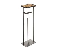 PEGANE Dérouleur Papier Toilette WC avec réserve et Support téléphone en métal Noir Charbon - Longueur 18 x Profondeur 12 x Hauteur 59,2 cm