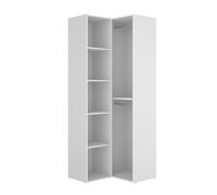 PEGANE Dressing d'angle et Fond d'arrière réversible Coloris chêne Naturel, Blanc - Longueur 84 x Profondeur 84 x Hauteur 205 cm