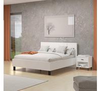 PEGANE Ensemble Chambre lit 160x200 et 2 chevets Couleur Blanc