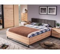 PEGANE Ensemble Chambre lit 160x200 et 2 chevets Couleur chêne Artisan/Noir