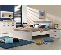 PEGANE Ensemble Chambre lit 160x200 et 2 chevets Couleur chêne Blanc/chêne Gris