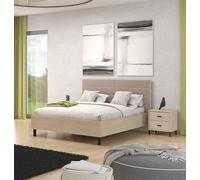PEGANE Ensemble Chambre lit 160x200 et 2 chevets Couleur chêne Clair