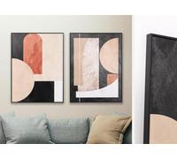 PEGANE Ensemble de 2 Tableaux imprimés avec Cadre Noir - Longueur 100 x Profondeur 3 x Hauteur 70 cm