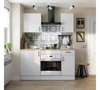 PEGANE Ensemble de Cuisine avec 5 éléments Coloris Blanc Brillant/chêne Canadien