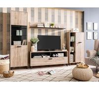 PEGANE Ensemble Salon avec 2 vitrines et Meuble TV Couleur chêne Gris