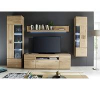 Ensemble séjour 4 éléments en chêne massif bianco avec LED --