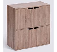 PEGANE Etagère 4 Cases Meuble de Rangement Coloris Effet Bois Clair - Longueur 67,5 x Largeur 32 x Hauteur 67,5 cm