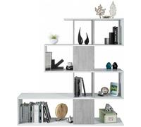 PEGANE Etagère bibliothèque en Panneau de Particules mélaminé Coloris Blanc artik/Gris béton - Hauteur 145 x Longueur 145 cm x Profondeur 28 cm