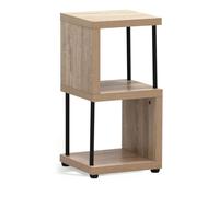 PEGANE Étagère Coloris Bois Effet chêne Naturel et Barres métalliques Noirs pour Salon, Chambre, Bureau ou entrée - Longueur 30 x Profondeur 30 x Hauteur 60cm