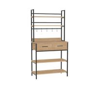 PEGANE Étagère de Cuisine avec tiroirs et étagères en Bois,Meuble d'appoint avec Crochets - Longueur 81 x Hauteur 169 x Profondeur 38 cm