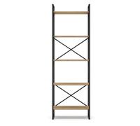 PEGANE Etagère Haute, Meuble étagère Aspect Bois Coloris Naturel et métal Noir - Longueur 58 x Profondeur 30 x Hauteur 175 cm