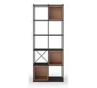 PEGANE Etagère Haute, Meuble étagère Aspect Bois Coloris Terracotta et métal Noir - Longueur 70 x Profondeur 39 x Hauteur 179 cm