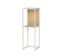 PEGANE Étagère Meuble de Rangement Console de 2 Niveaux Coloris Cachemire et chêne Naturel - Longueur 25 x Hauteur 75 x Profondeur 25 cm