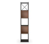 PEGANE Etagère, Meuble étagère Aspect Bois Coloris Terracotta et métal Noir - Longueur 36 x Profondeur 39 x Hauteur 179 cm