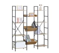 PEGANE Étagère modulaire Bibliothèque Ouverte Structure en Acier Noir - Longueur 126 x Hauteur 150 x Profondeur 27 cm