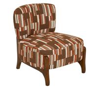 PEGANE Fauteuil Chenille rembourré à Motifs avec Pieds en Bois Effet Noyer - Longueur 63 x Profondeur 69 x Hauteur 72 cm