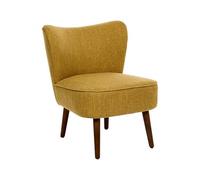 PEGANE Fauteuil de Salon Crapaud scandinave avec Pieds en Bois, Coloris Ocre - Longueur 57 x Profondeur 69 x Hauteur 72,5 cm