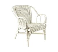 PEGANE Fauteuil pour Enfant en rotin laqué Blanc, Dim : 41 x 42 x 50 cm