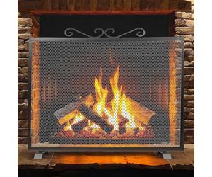 PEGANE Grille de Protection pour cheminée, Grille Pare-feu modèle Special en Fer forgé Coloris Noir - Hauteur 78 x Longueur 100 cm