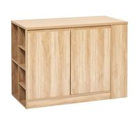 PEGANE Ilot de Cuisine Central Meuble de Rangement 2 Portes et 6 niches - Longueur 120 x Largeur 60 x Hauteur 90 cm