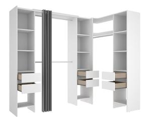 PEGANE Kit Armoire Dressing d'angle Extensible en Bois mélaminé Blanc - Longueur 164-234 x Profondeur 141 x Hauteur 205 cm