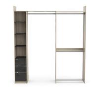 PEGANE Kit Dressing Extensible 1 Colonne 3 penderies Couleur chêne/Anthracite - Largeur 199,7 x Profondeur 43,9 x Hauteur 218,3 cm