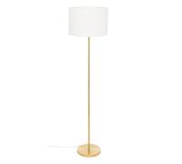 PEGANE Lampadaire Droit avec Abat Jour Blanc en Bouclette et Pied doré diamètre 37 cm x Hauteur 150 cm