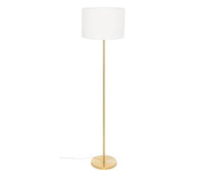 PEGANE Lampadaire Droit avec Abat Jour Blanc en Bouclette et Pied doré diamètre 37 cm x Hauteur 150 cm
