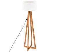 Lampadaire en bois coloris blanc - Diametre 39,5 x Hauteur 141 cm -PEGANE- Blanc