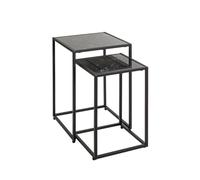 PEGANE Lde 2 Tables d'appoint Surface Imitation marbre Noir et Structure en métal Noir