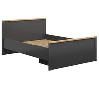 PEGANE Lit 140x200 Lit Double Coloris Gris Graphite/Chêne Artisan - Longueur 206 x Profondeur 150 x Hauteur 95 cm