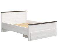 PEGANE Lit 140x200 Lit Double Coloris Gris Mélèze Clair/Pin larico - Longueur 206 x Profondeur 150 x Hauteur 95 cm