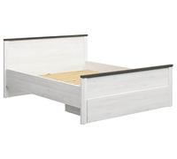 PEGANE Lit 160x200 Lit Double Coloris Gris Mélèze Clair/Pin larico - Longueur 206 x Profondeur 170 x Hauteur 95 cm