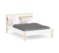 PEGANE Lit 2 Places Couchage 140x190/200 Couleur Blanc/Chêne Clair - Largeur 151,9 x Profondeur 207,3 x Hauteur 95 cm