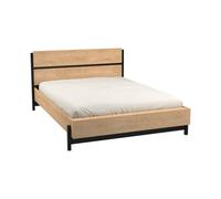 PEGANE Lit 2 Places Couchage 140x190/200 Couleur Chêne/Noir Mat - Largeur 151,2 x Profondeur 204,6 x Hauteur 90,3 cm